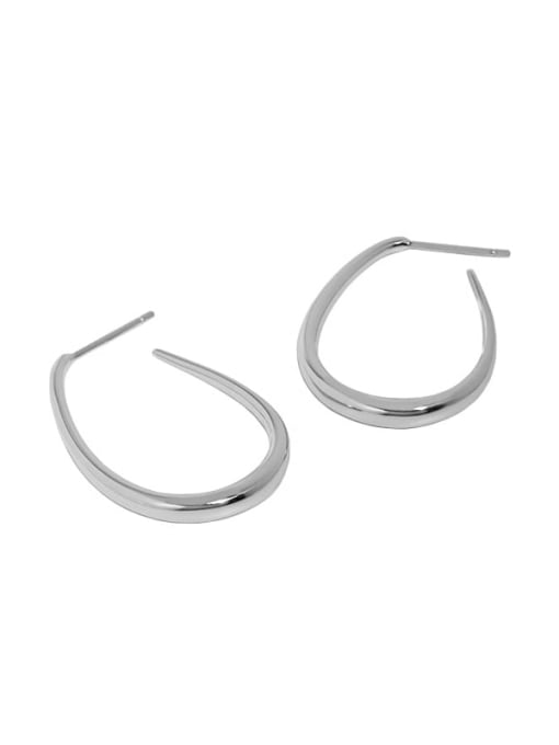 White gold [with pure Tremella plug] 925 Sterling Silver Irregular Minimalist Drop Earring